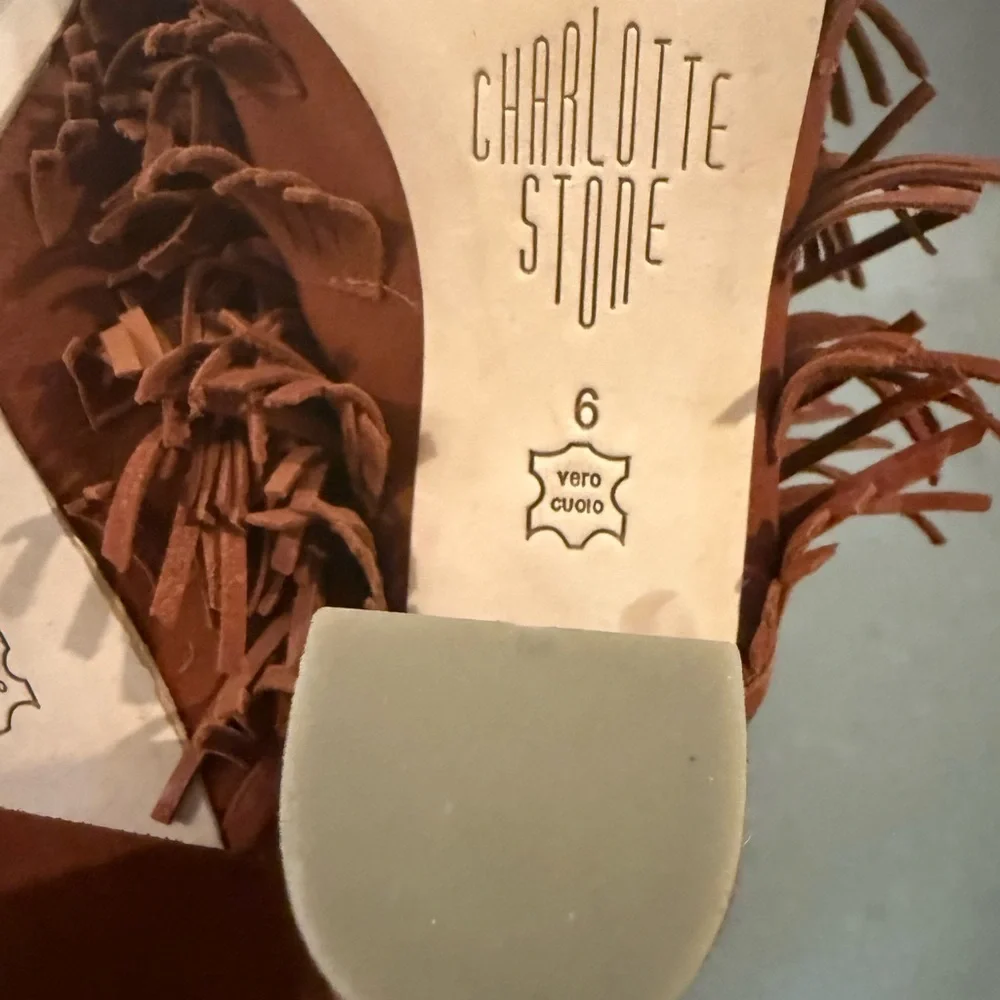 Charlotte Stone Morely Brown Fringe Mules Suede Boho 70s 6 - Picture 6 of 6